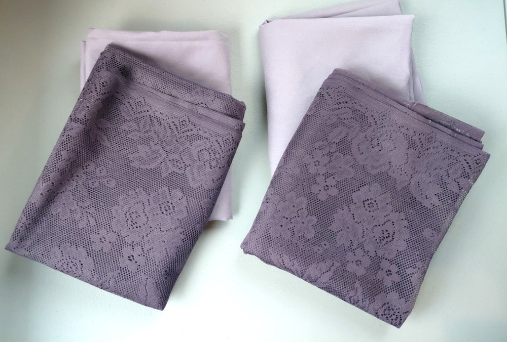 Vintage Lace Curtains Set of 2 Plum Purple Made USA Cottagecore 38X62 Romantic
